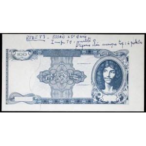 Projet de 100 francs type “Molière” non adopté (FRONT-BACK PROOF) ND (1967).