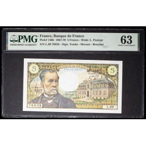 5-franc “Louis Pasteur” stamp, December 7, 1967.
