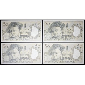 Lot (4) - 50-franc “Quentin de la Tour” stamps (alphabets 70 through 73) 1992.