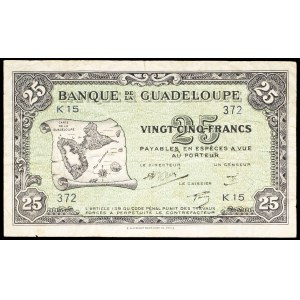 25 francs “card-style” note, US ND print (1945–1946).