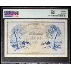 1,000 francs, “Phoenix” type—Central Bank of Overseas France, February 2, 1944.