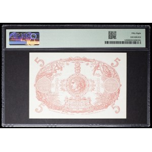 5-franc “blue” coin, known as the “Cabasson,” undated (1942).