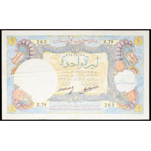 1 Cedar and Mount Lebanon banknote - Bank of Syria and Lebanon, 1939.