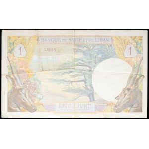 1 Cedar and Mount Lebanon banknote - Bank of Syria and Lebanon, 1939.
