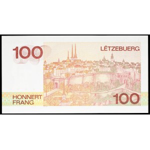 Grand Duke Jean, 100-franc note, “Grand Ducal Palace” design, modified with a small “ND” serial number (1986).