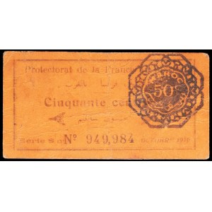 50 centimes, “French Protectorate of Morocco” issue, October 1919.