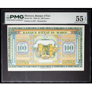 100 francs “Bab Chorfa” type, unissued (Remainder), printed in the U.S. on August 1, 1943.