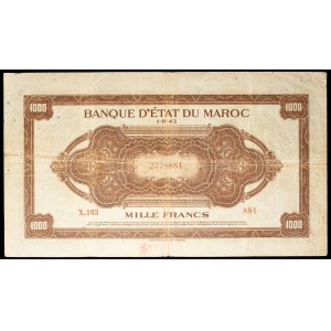 1,000 francs, “brown” type, printed in the U.S. (second issue), August 1, 1943.