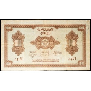 1,000 francs, “brown” type, printed in the U.S. (second issue), August 1, 1943.