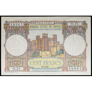 100-franc note, “Ksar of Aït-ben-Haddou” design (modified, small size), April 19, 1951.