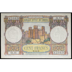 100-franc note, “Ksar of Aït-ben-Haddou” design (modified, small size), December 22, 1952.