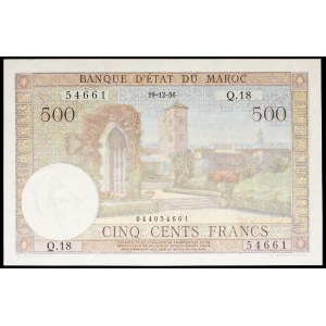 500 francs type “vue de Rabat” 19-12-1956.