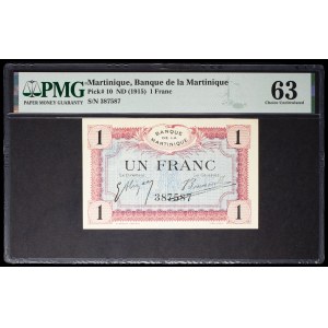 1 franc, “pink and blue” type, 1915 (1915–1919).