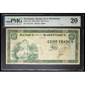100 francs, “green” type, printed by US ND (1943).