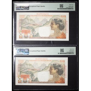 Lot (2) - 100 francs type “La Bourdonnais” avec numéros consécutifs - Caisse centrale de la France d’outre-mer ND (1946).