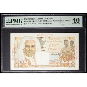 100 franchi tipo “La Bourdonnais” - Cassa centrale della Francia d’oltremare ND (1946).