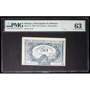 50 centimes type “bleu” non émis (Remainder) 1920.
