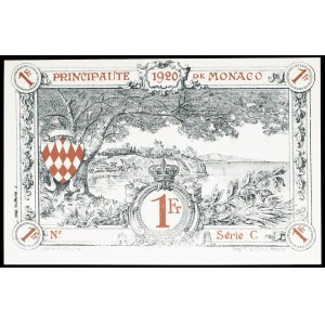 1 frank typu „modro-červený“, nevydaný (Remainder) 1920.