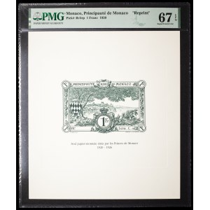 Lot (3) - Épreuves commémoratives de verso de 1 franc “Seul papier-monnaie émis par les Princes de Monaco” 1920 [impression moderne].