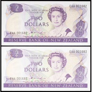 Lot (2) - Elizabeth II, 2-dollar coins, 2nd type “climbing xenic,” with consecutive ND numbers (1981–1985).
