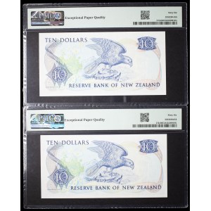 Lot (2) - Elizabeth II, 10-dollar “Kēa” Type 2 coins with consecutive ND serial numbers (1989–1992).