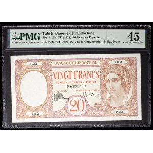 20-franc “peacock” note - Banque de l’Indochine, undated (1932–1936).