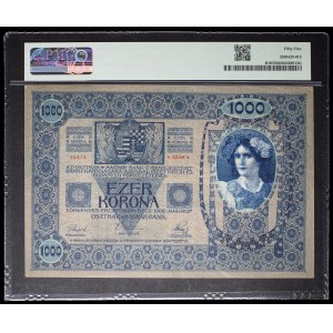1000 corone, tipo “blu”, con timbro “TIMBRU SPECIAL”, regione della Bucovina, 2 gennaio 1902 (1919).
