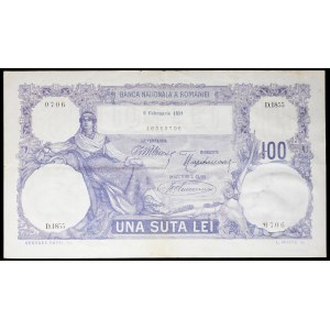 100 lei “purple” banknote, February 9, 1921.
