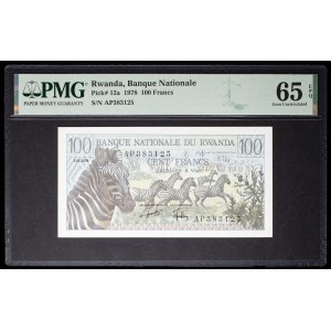 100-Franken-Banknote vom Typ „Zebras“ vom 1. Januar 1978.