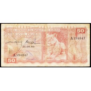 50-franc “lioness” note, September 15, 1960.
