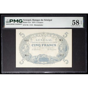 5 francs bleu type “bleu” dit “Cabasson” non émis (Remainder) 1874.
