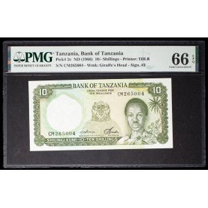 10 shillings type “séchage des fibres de sisal” avec le portrait du président Julius Nyerere ND (1966).