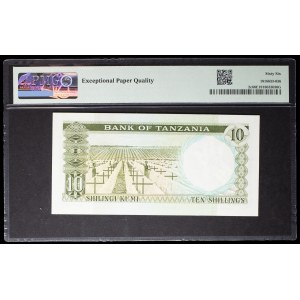 10 shillings type “séchage des fibres de sisal” avec le portrait du président Julius Nyerere ND (1966).