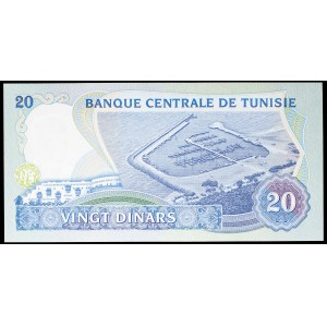 20 dinars type “marina de Sidi Bou Saïd” avec le portrait du président Habib Bourguiba 03-11-1983.