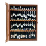 Set of 36 collectible teaspoons in a glass display case (USA/France)