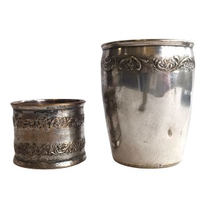 Silver-plated commemorative baptism set, Castel, France