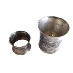 Silver-plated commemorative baptism set, Saint Médard, France