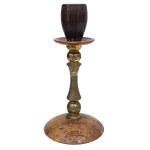 Brass and Wood Candle Holder
