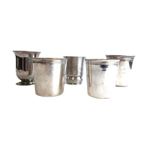 Set of silver-plated cups, France