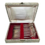 Set of 12 silver-plated oyster forks, Chambly