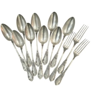 Art Nouveau Silver-Plated Cutlery Set, France