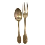 A pair of silver-plated cutlery (spoon + fork), Ritz Paris