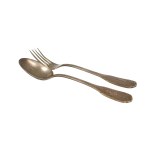 A pair of silver-plated cutlery (spoon + fork), Ritz Paris