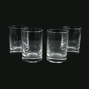 Set of four glass wine glasses