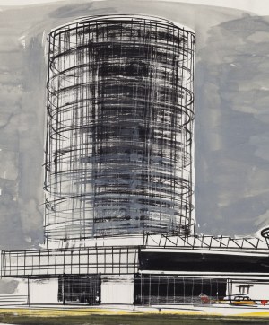 Henryk Dąbrowski (1927 Warszawa - 2006 Warszawa), Wizja architektoniczna II - Spodek, 1970