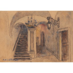 Tadeusz Cieślewski (ojciec) (1870 Warszawa - 1956 Warszawa), Sień w domu Pod Okrętem