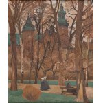 Stanisław Czajkowski (1878 Warszawa - 1954 Sandomierz), Krakowskie Planty z widokiem na Wawel, 1941