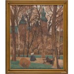 Stanisław Czajkowski (1878, Warsaw – 1954, Sandomierz), The Planty Park in Kraków with a View of Wawel, 1941