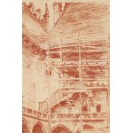Adam Bunsch (1896 Cracovie - 1969 Cracovie), « Reconstruction du Collegium Maius » tiré du recueil « Cracovie. Nowa Huta en lithographie. Année 1953 », 1953