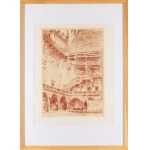 Adam Bunsch (1896 Cracovie - 1969 Cracovie), « Reconstruction du Collegium Maius » tiré du recueil « Cracovie. Nowa Huta en lithographie. Année 1953 », 1953